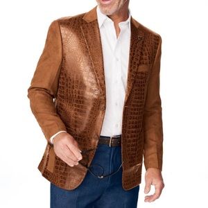 Stacy Adams® Textured Leather-Look Blazer in the color Rust NWT sealed